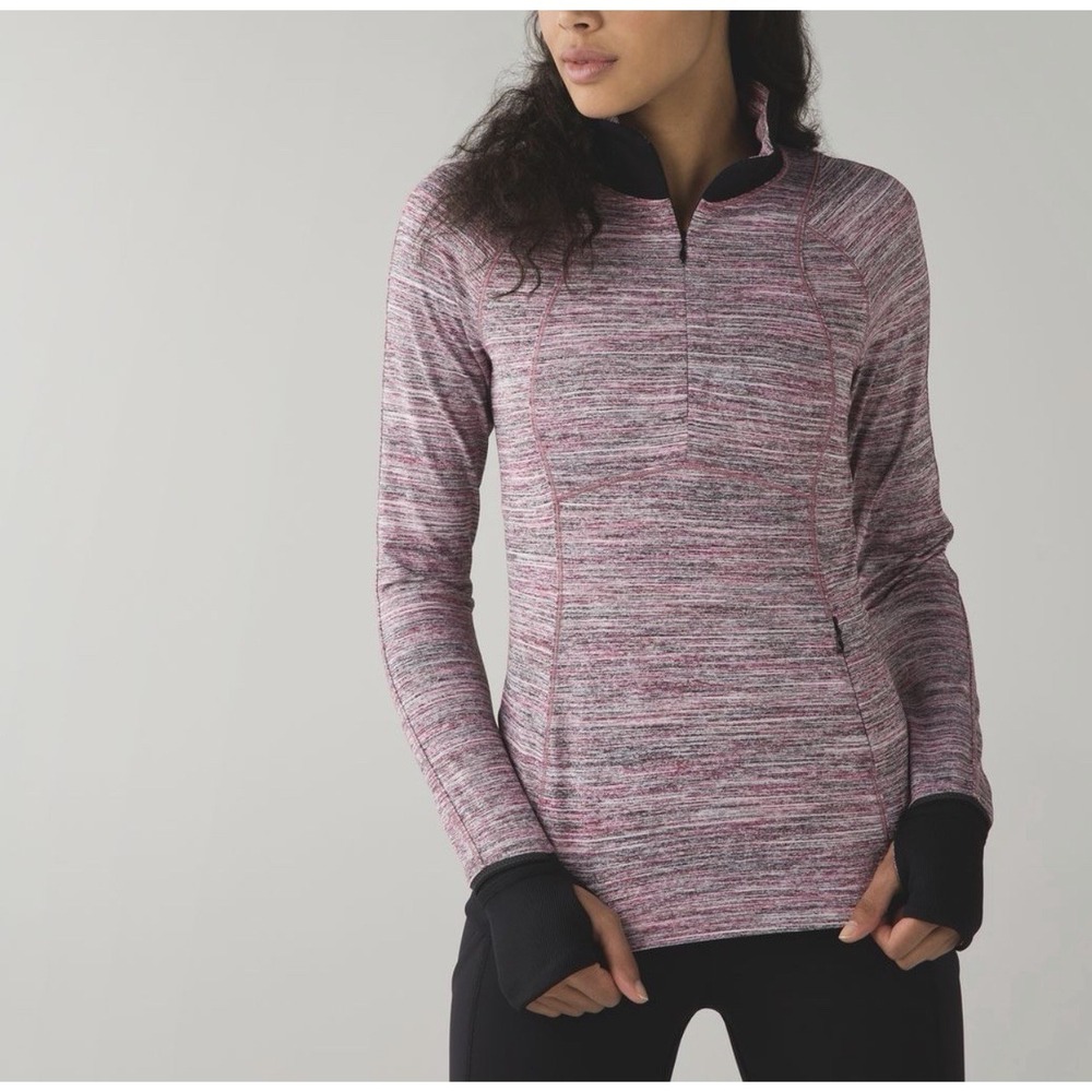 Lululemon Runderful 1/2 Zip Berry Rumble Striped Pullover Long Sleeve Shirt